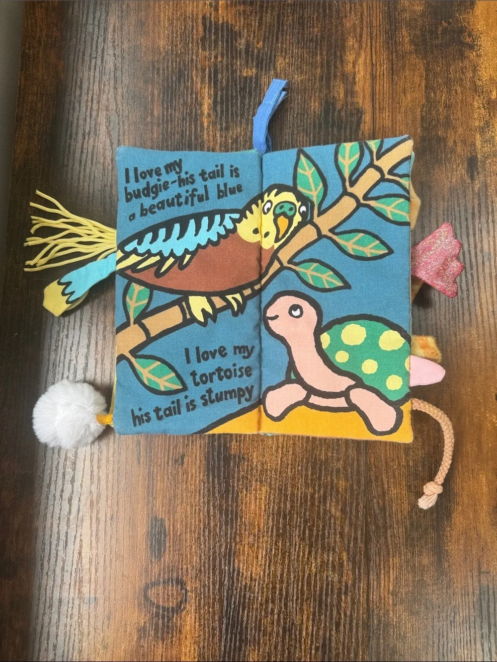 Jellycat Pet’s Tails Soft Cloth Activity Book Sensory Crinkle Toy Baby